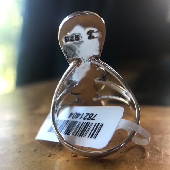 Spiny Turquoise Sterling Silver Ring Size 8 - Picture 4 of 7